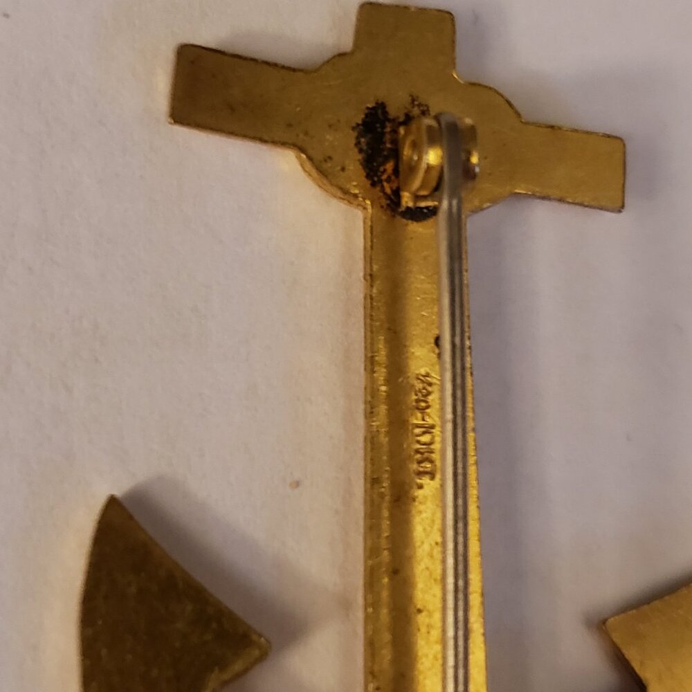 Vintage 1/20 10KT GF Gold-Filled Ship Anchor Pin Brooch Military Style Nautical - Picture 6 of 10